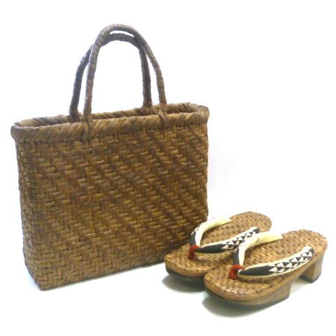 【美品】えびすや 山葡萄 かごバッグ&下駄セット