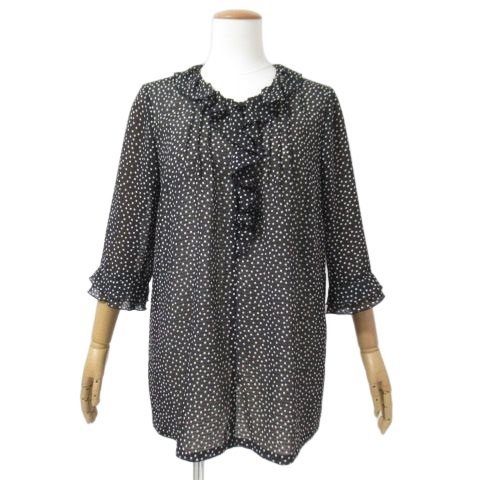【美品】レリアン ドット柄 フリルブラウス