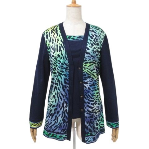 【美品】レオナール ファッション アンサンブル 紺系