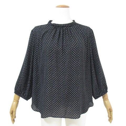 【美品】INDIVI スロープジオメトリックプリントシャツ 44