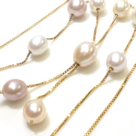 K18【新品仕上済】ステーションパール ネックレス