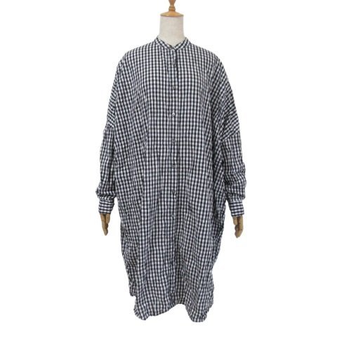 【美品】ミズイロインド シワ加工 シャツワンピース