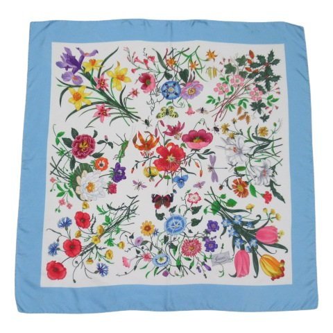 GUCCI フローラプリント シルクスカーフ