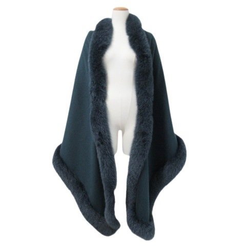 【美品】イタリア製生地 カシミヤ&フォックスケープ