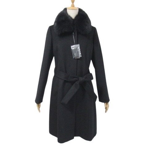 【未使用】元町ゼラール フォックス毛皮付 カシミヤコート