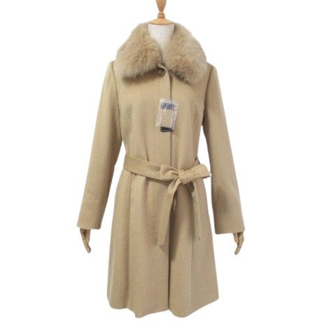 【未使用】元町ゼラール フォックス毛皮付 カシミヤコート