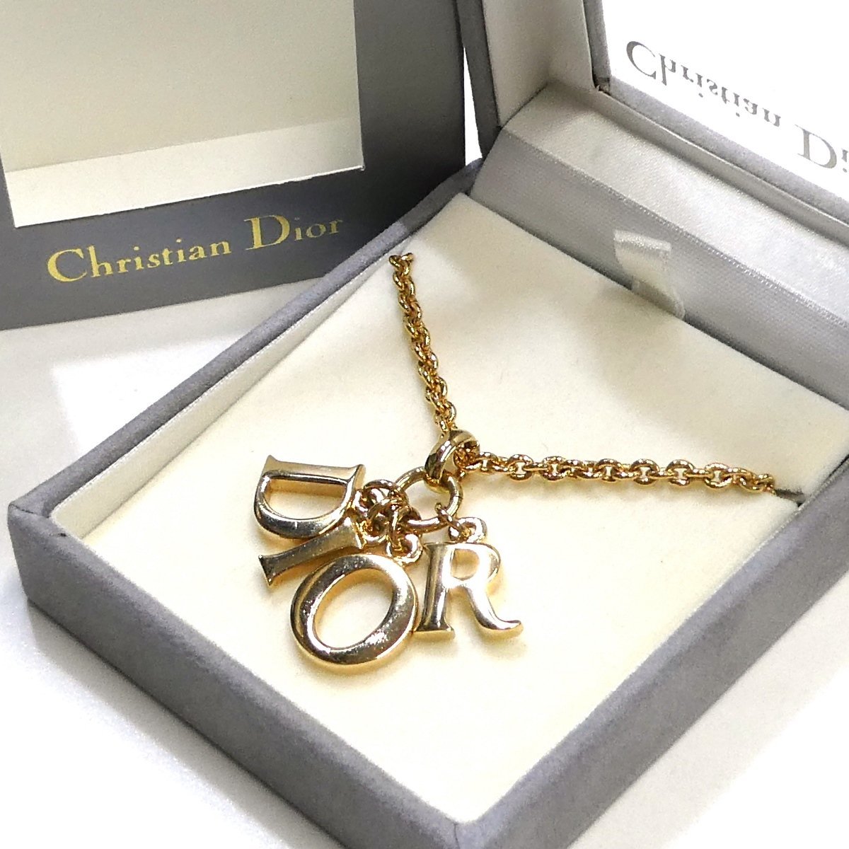 【美品】Dior ロゴ ネックレス ゴールドカラー