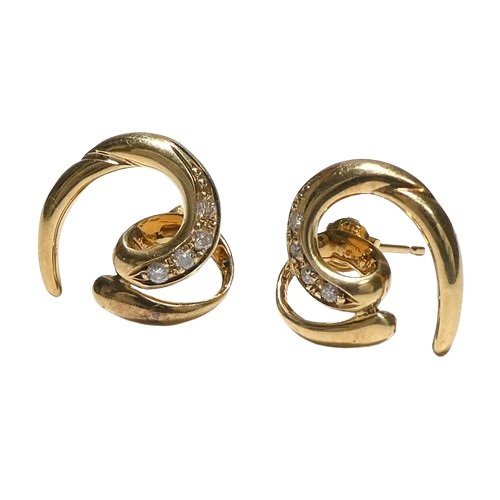 【K18】ダイヤ0.05ct デザインピアス