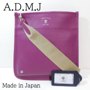 ADMJ 本革レザー ショルダーバッグ ピンク 子牛革 モーツァルト クロスボディ