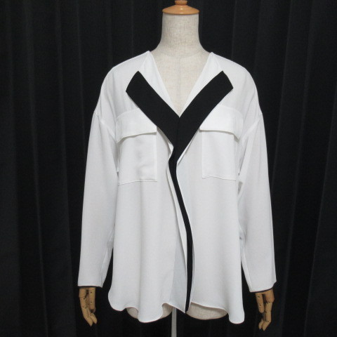 【美品】ADORE お洒落なバイカラー♪ 長袖ブラウス 白黒 38