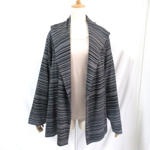 【美品】Jurgen Lehl トッパーカーディガン 黒 グレー系柄 M