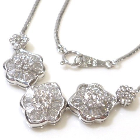 Pt900 Pt850 豪華！ダイヤモンド1.5ct プラチナ ネックレス