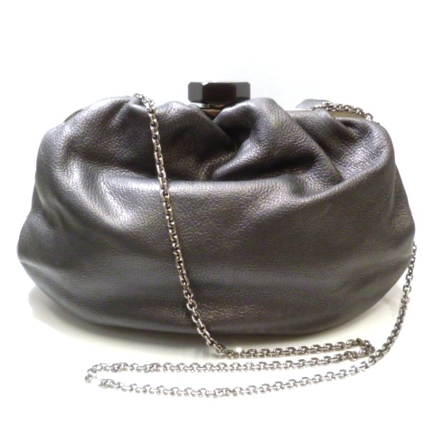 【美品】LOEWE 2WAY チェーン ショルダーバッグ グレー