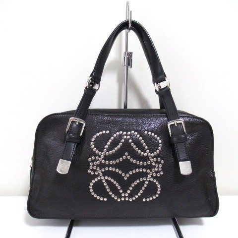 【美品】LOEWE アナグラム スタッズ ハンドバッグ ブラック