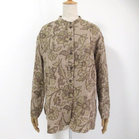 【美品】GIANNI LO GIUDICE ジャガード花柄二重織ガーゼ ブラウス