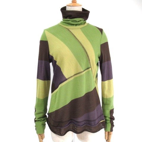 【美品】イークラット タートルネック カットソー 茶 緑系