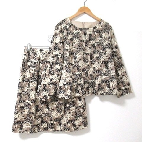 【美品】レリアン セットアップ ツーピース 茶柄 13+