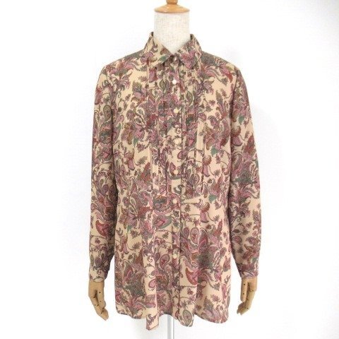 【美品】ロシャス プルミエール 長袖ブラウス ベージュ系柄