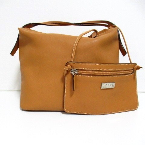 LOEWE 柔らか上質レザー ポーチ付 ハンドバッグ