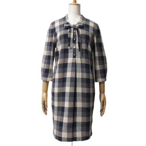 【美品】LAURA ASHLEY ボウタイ シャツワンピース