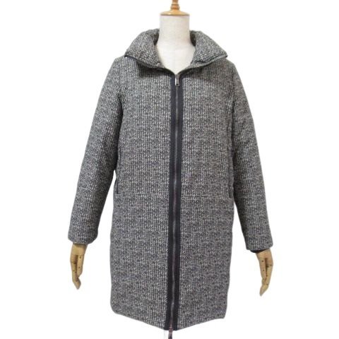 【美品】WEEKEND MaxMara ダウンコート 黒系柄 38 M