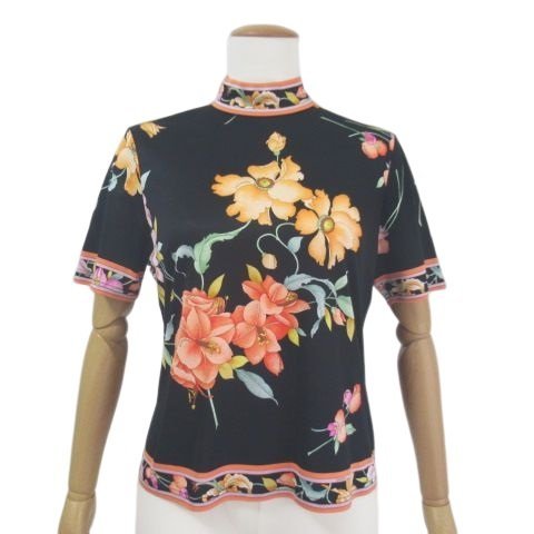 【美品】レオナール ファッション 半袖カットソー オレンジ花柄