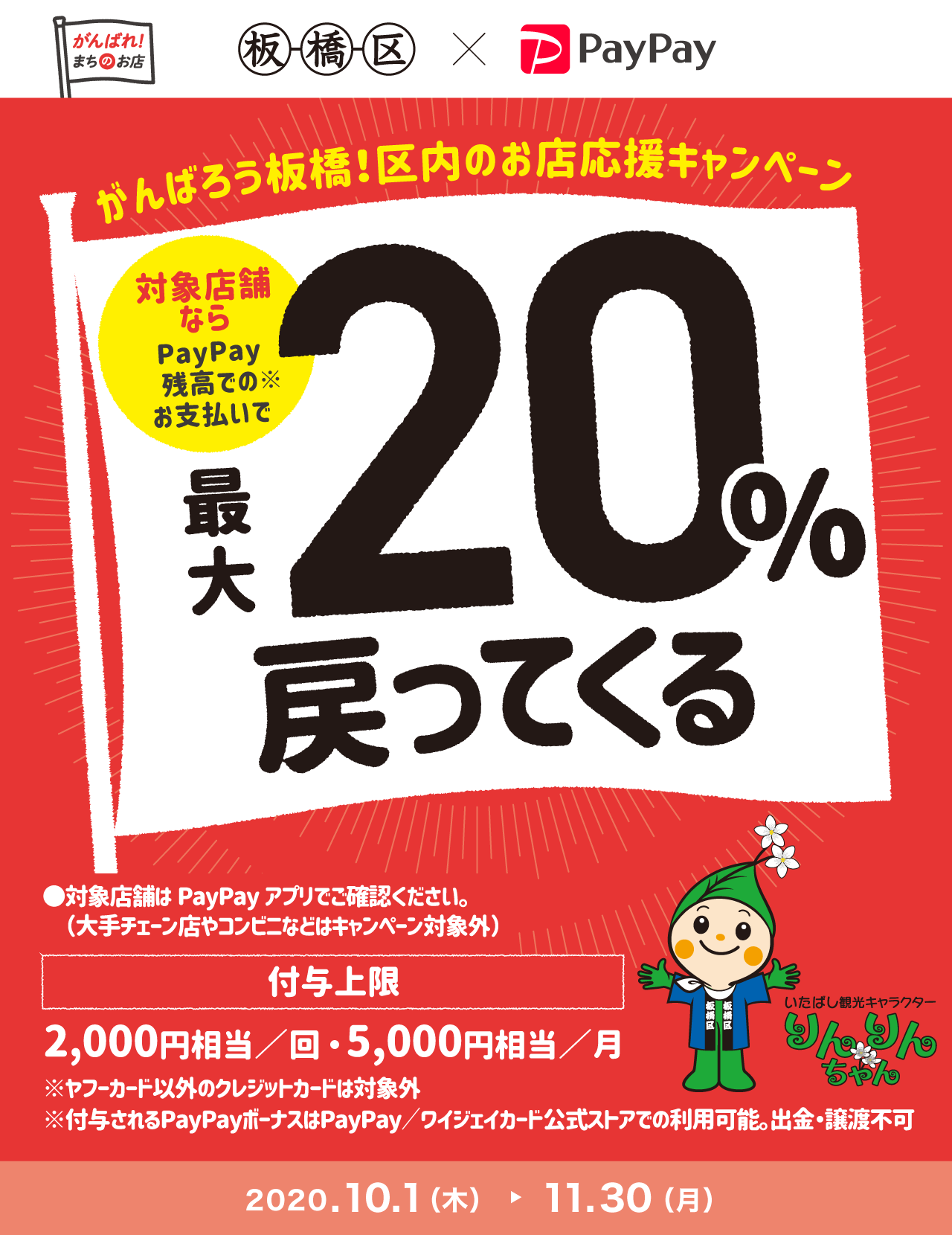 板橋区×PayPay 最大20％OFF！